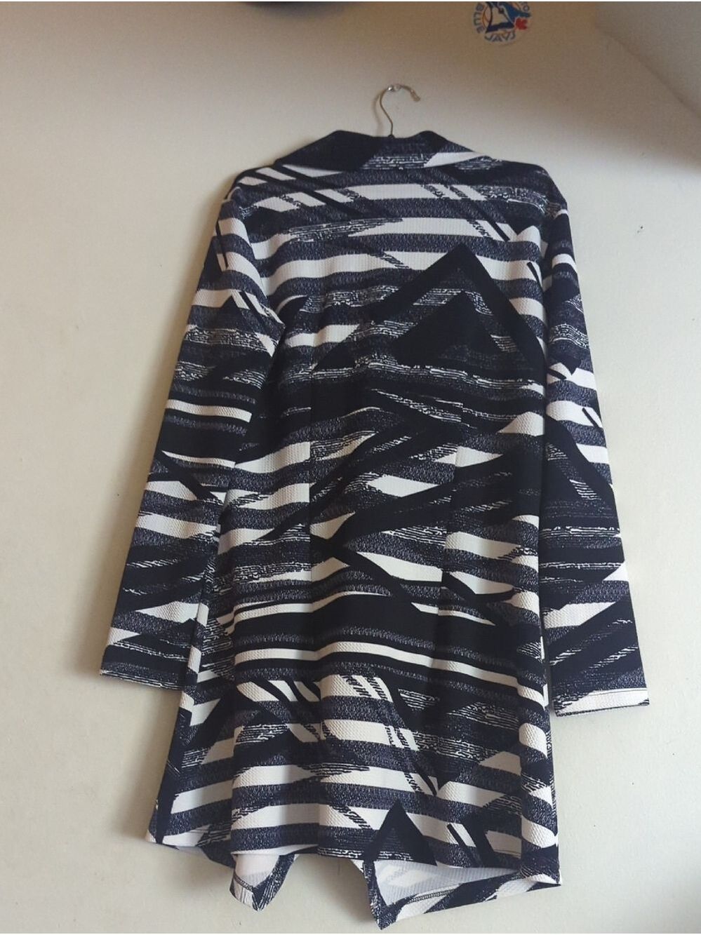Zooni Collection Black & White Striped Asymmetric Blazer - Picture 5 of 9